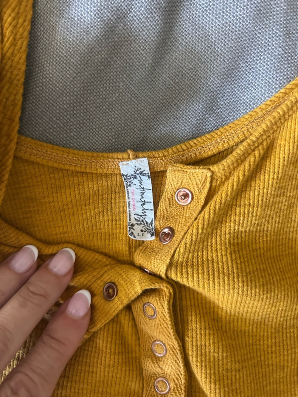 Free People Mustard Ribbed Button-Front Tank - Picture 2 of 5